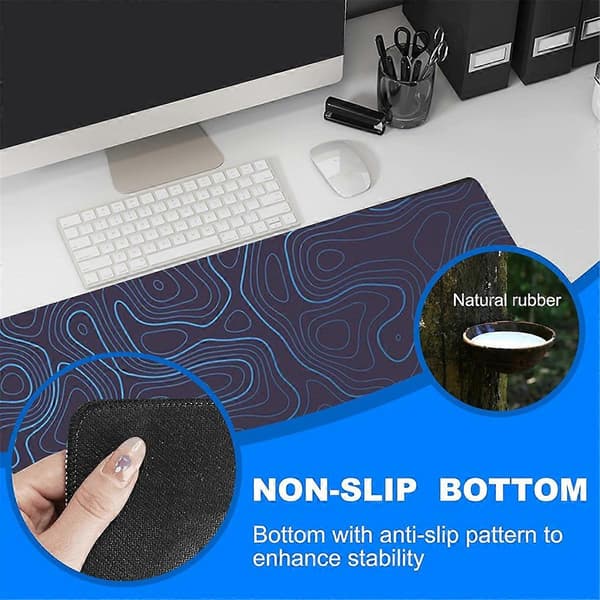 Topografisk Kontur Utvidet Stor Musematte Datamaskin Tastatur Musematte med 2mm Sklisikker 30x80cm A