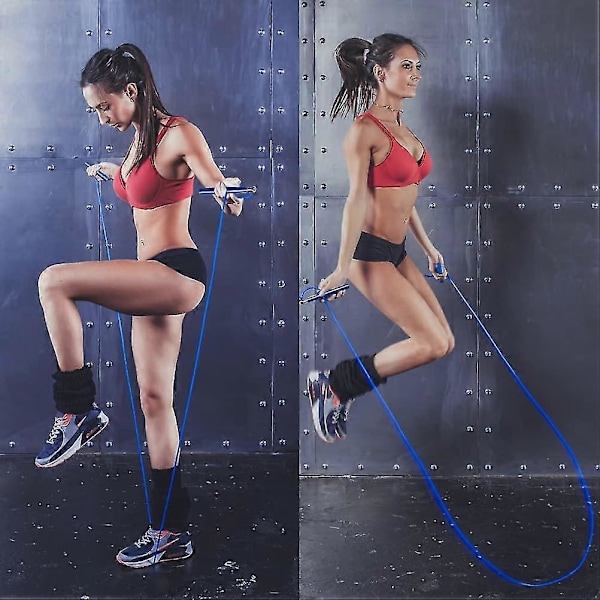 Speed Jump Rope, Justerbart Speed Rope Sjippetov med Skridsikkert Legeringshåndtag og Glatte Lejer (blå)