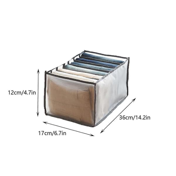 2 stk 7 Rom Vaskbar Klesskap Organiserer, Jeans Oppbevaringsboks 36*17*12