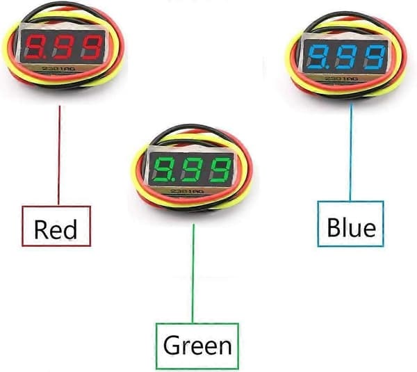 6 stk. Mini Digital Voltmeter DC 0-100V 0,28 Tommer Tre Linjers Mini Digital Voltmeter Spændingstester Meter 3 Farver