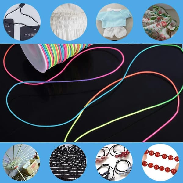 1,2 mm Färgglad Elastisk Tråd, Pärltråd, Regnbågsfärgad Stretchtråd, Elastisk Tråd, Smyckestillverkningstråd, 85 M