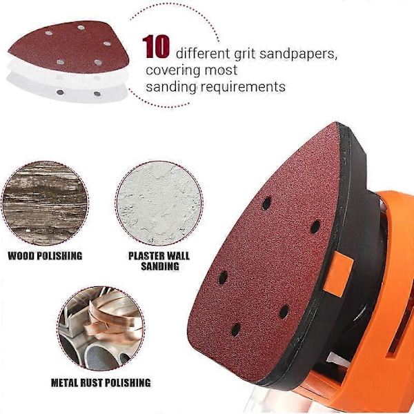 Hiomapaperiarkki 50 kpl 140 x 140 x 100 mm, Karkeus 10 x 40-60-80-100-240, 5 reikää, Hiomapaperiarkit - ASD2A