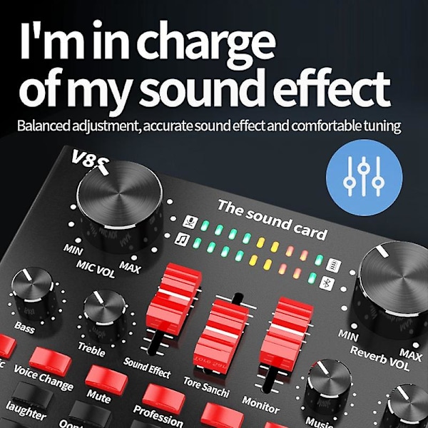 Bluetooth Profesjonelt Lydkort for Livestreaming USB Audio Interface Mikser DJ Lyd for Opptak Mikrofon Gitar