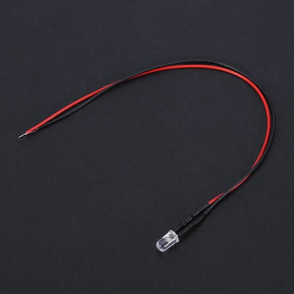 LED Lys Kabel - 10 stk. 12V 5mm Kablet Multicolor LED Lysdiode (20cm, 0.06W, Varm Hvid)
