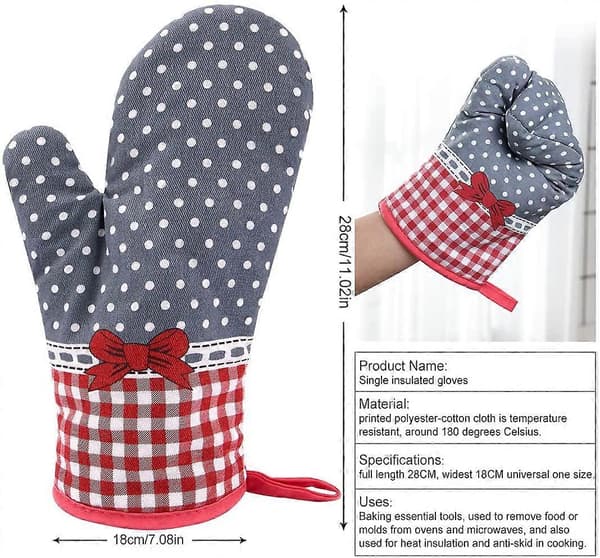 2-pack Grytlappar Isolering Handskar Värmebeständiga Halkfria Grillhandskar Polyester Bomull Bakhandskar