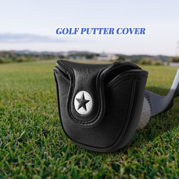 1 st Pu-läder med broderimagnet Golf Mallet Putter Head Cover Golf Club Putter Headcovers