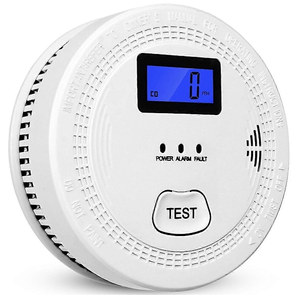 2 i 1 CO & Røgalarm, Kulilte Detektorer, Røgalarm, 85DB i Alarm, til, LCD Skærm, A