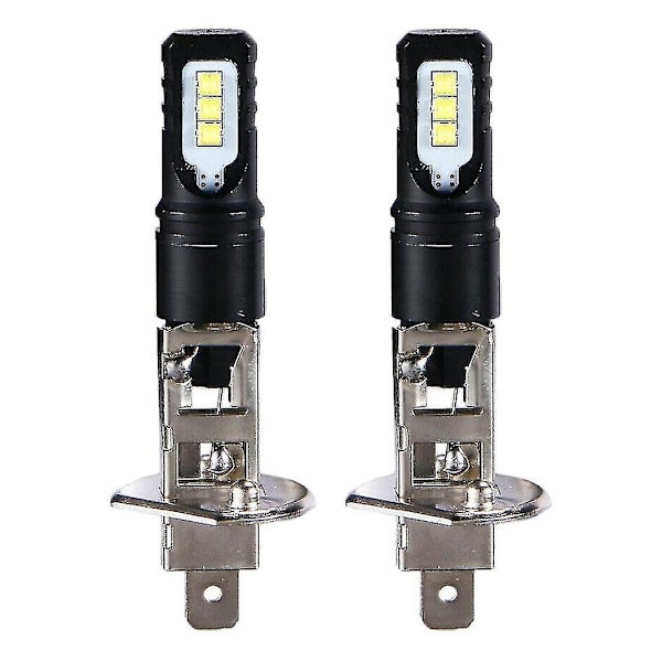 2 X H1 6000k Super Ljust Vitt 6000lm Drl Led Strålkastare Kit Helljus