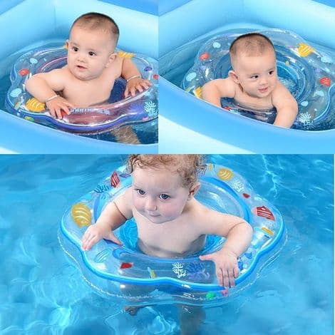 Babysimring, uppblåsbar poolflotte med säte för spädbarn/barn 6 till 36 månader