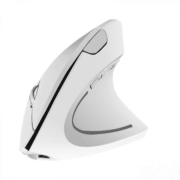 Trådløs Vertikal Mus, 800/1000/1200/1600 Justerbar DPI Høy Følsomhet Ergonomisk USB Mus for Datamaskiner og Bærbare Datamaskiner Hvit