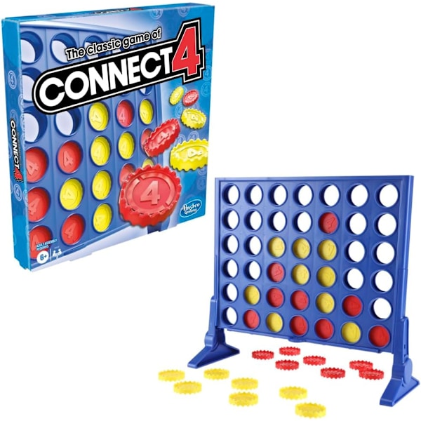 Klassinen Connect Four -strategiapeli; 2 peliä 6-vuotiaille ja sitä vanhemmille; 4 peräkkäin