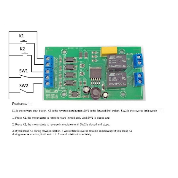 DC 6V 12V 24V DC-motor fram- och backåtkontroller 20A hög ström med gränsrelädrivning lyft