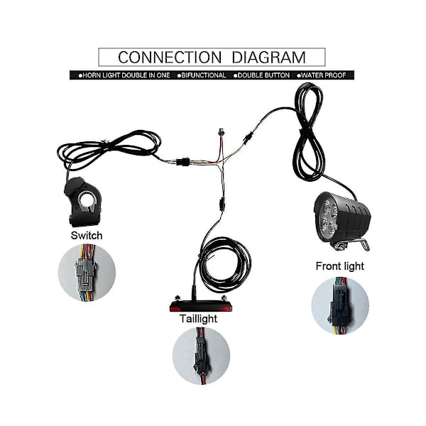 Ebike Switch Dk240 med Qd168 Frontlys Dr001 Baklys Advarselslys Blinklys Horn Ebike Tilbehør