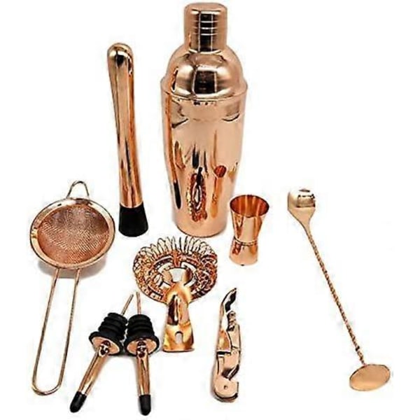 11 stk. 750ML Cocktail Shaker Y Skinnende Rustfrit Stål Britisk Cocktail Shaker Sæt Rosaguld Farve