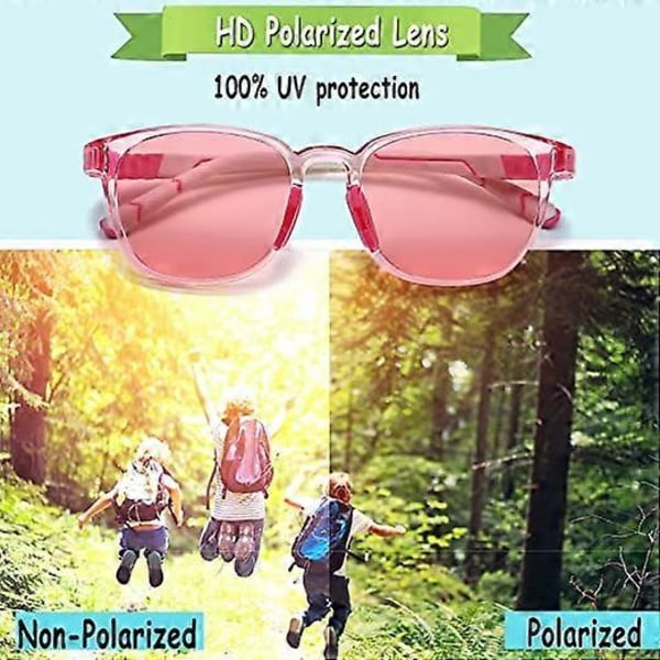 Polariserade Skidglasögon för Barn - Barnens Solglasögon Flexibel Ram för Pojkar Flickor Småbarn Ålder 3-8 (rosa)