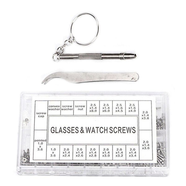 Små skruvar Mutter Elektronik sortimentssats för glasögon Watch Mobiltelefon (silver)(1000st)