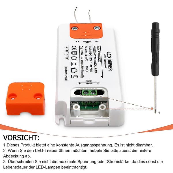 LED Driver 220-240V Utgång DC 12V 1.25A 15W LED Transformator Konverter Konstant Spänning