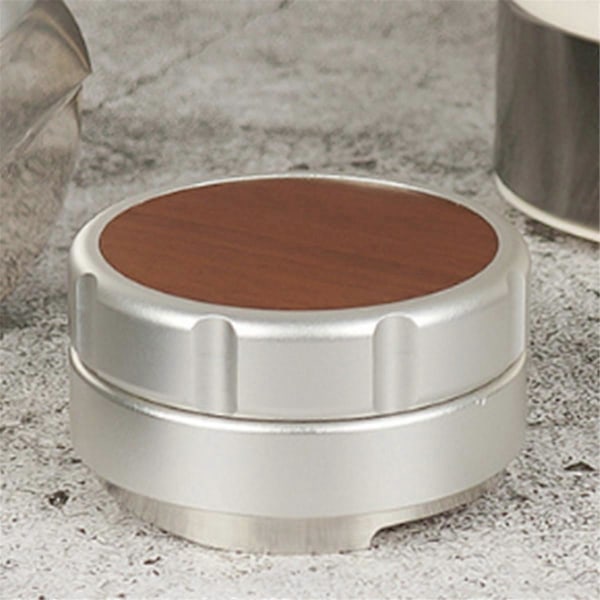 Espresso Pulver Distributör Valnötslock Kaffenivellerare Silver,B