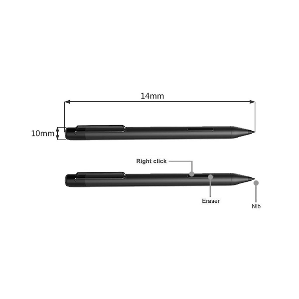 För 3 Pro3/4/5/6/bok/bärbar dator Kapacitiv penna 1024 trycknivåer med spetsextraktor+spets -svart