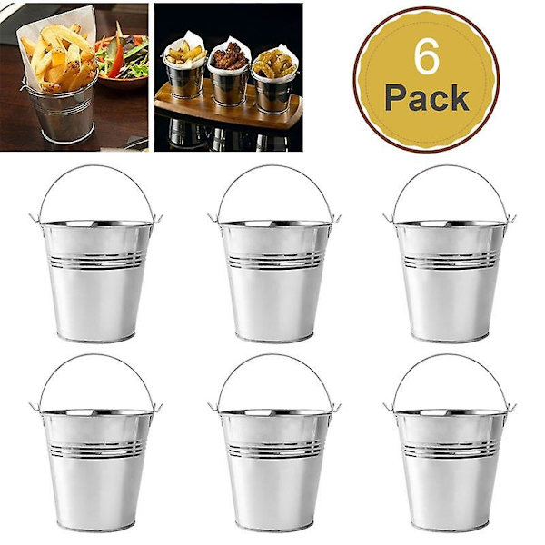 Ounona 6 stk. 10,5x7,2x10,5 cm Mini Blyk Spand Metal Icing French Fries Tin Spande