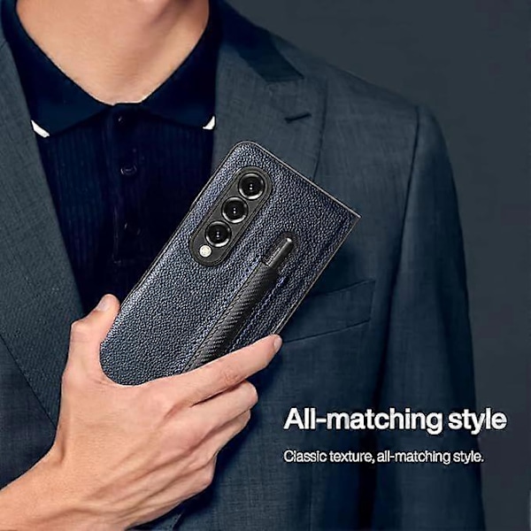 SBSG Golbsky Samsung Galaxy Z Fold 3 Skal med Pennhållare pojke flicka, Gångjärnsskydd Design, Lyxigt Business PU Läder Skal för Galaxy Z Fold 3 5