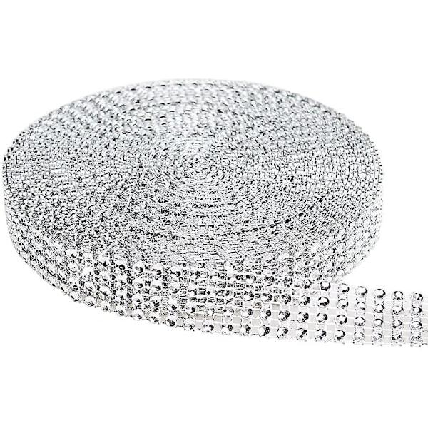 6 Rækker Sølv Blomst Diamant Mesh Wrap Rulle Falsk Krystal Rhinestone Bånd