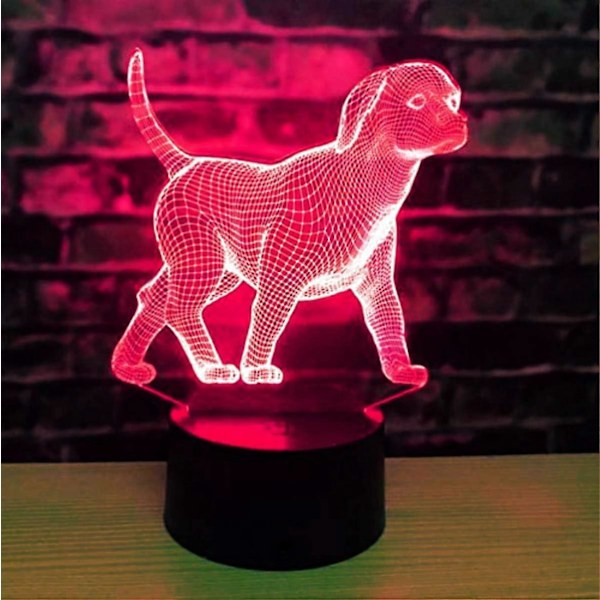 3D Hund Formet LED Lampe med Skiftende Farver og Kontakt Perfekt Skrivebordsdekoration Lille Bordlampe Kreativ Gave