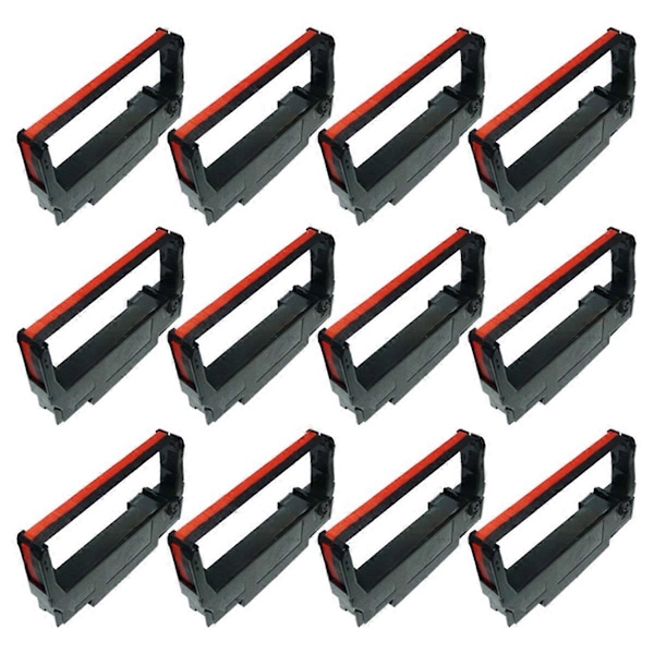 12 stk. sorte og røde printerbånd til Epson ERC38 ERC30 ERC34 TM-U220A/220B/220D/300/375 printer f