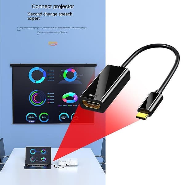 USB C til HDMI-kabel 4K Type C HDMI-konverter til MacBook PC Laptop TV-skærm A