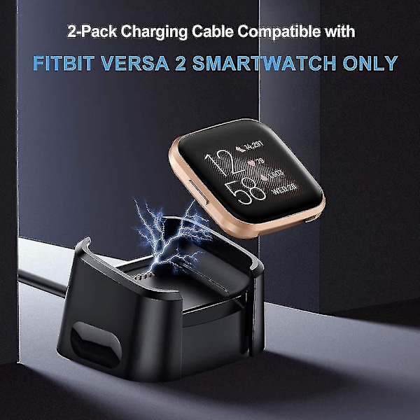 Laddare för Fitbit Versa 2 (inte för Versa/versa Lite), ersättningsladdare USB-laddningskabel dockningsstation för Versa 2 Health & Fitness Smartwatch