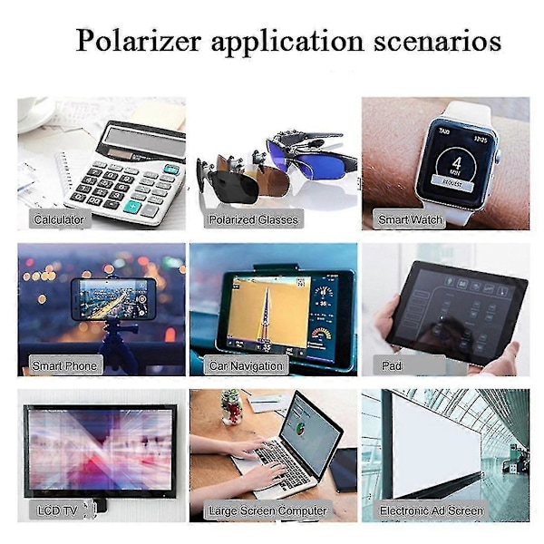 Lineær polariseringsfilm LCD/LED polarisert filter (med lim)_