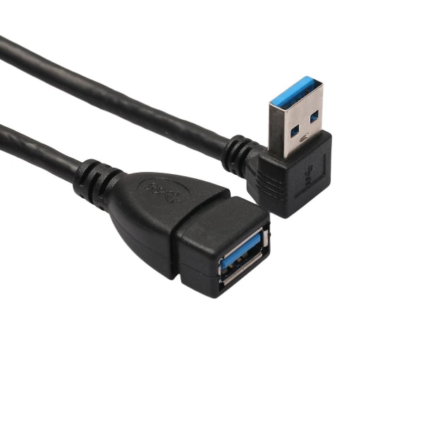 2x USB 3.0 rät vinkel 90 graders förlängningskabel hane till hona adaptersladd, 20 cm