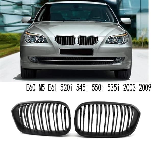 Matt Sort Frontfanger Nyre Grill Panser Mesh Dobbel Linje for E60 M5 E61 520I 545I 550I 535I 2003-2009
