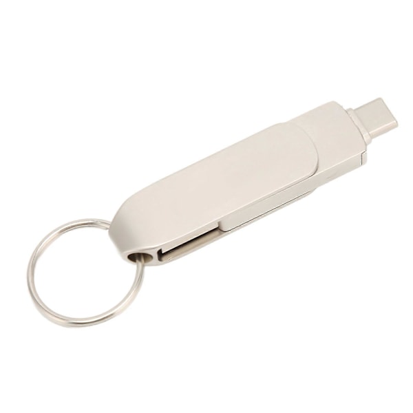 Nyckelring USB-minne 2 i 1 OTG USB3.0 TILL USB C Mobiltelefon Dator Dubbel Användning 360 Rotation U Disk 64GB YEMMA