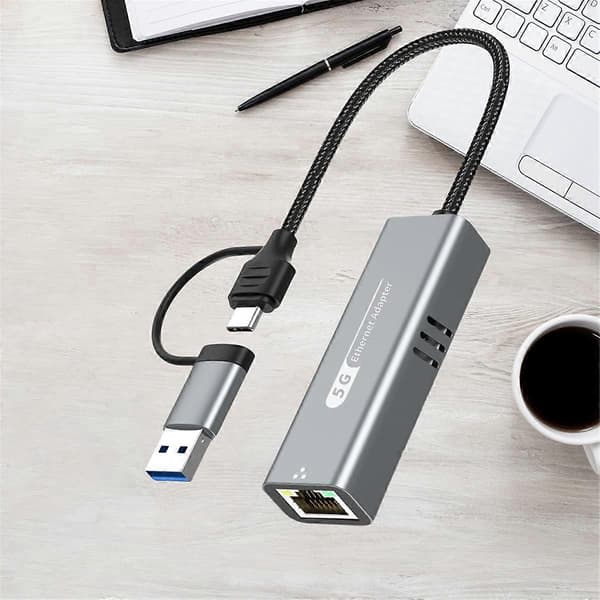 USB 3.2 til 5Gbps Ethernet Adapter RTL8157 5000Mbps RJ45 Netværkskonverter til Laptop Understøtter 5G,2.5