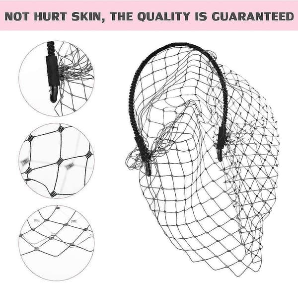 Hårbøjle med sort slør, hårbøjle, simpel elegant mesh hovedbeklædning til kvinde pige (sort)