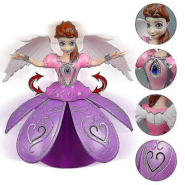Dansende prinsesse for barn, lysmusikk, elektrisk, universell, roterende lys, blendende dans, roterende leker