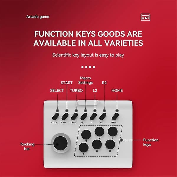 Trådløs Joystick Controller Arcade Fighting Game Fight Stick Gaming Joystick Til Ps3///switch/pc/android Hvid+sort