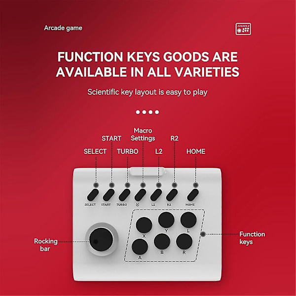 Trådløs Joystick Kontroller Arkade Kampspill Fight Stick Gaming Joystick For Ps3///switch/pc/android Hvit+svart