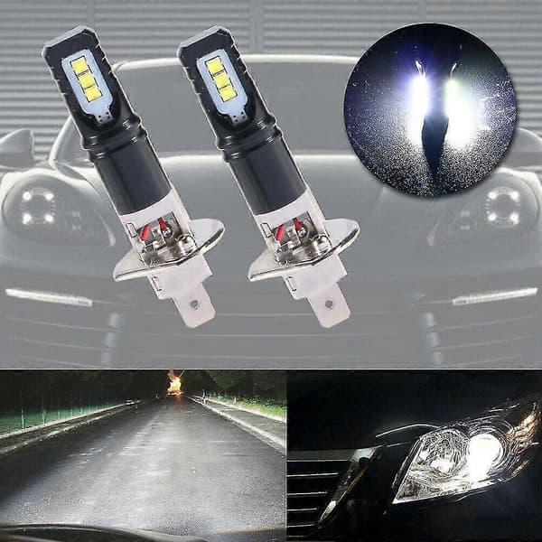 2x 6000k Super Sterkt Hvitt 6000lm LED-frontlyspæresett Fjernlys