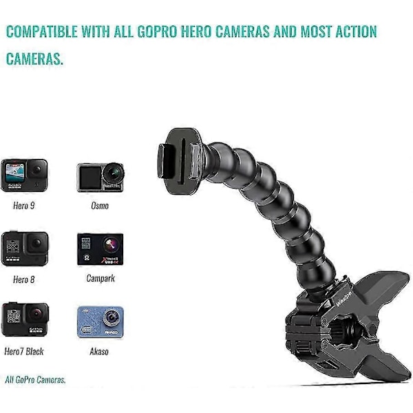 Flexibelt klämfäste för GoPro Hero - Kompatibelt med GoPro actionkameramodeller