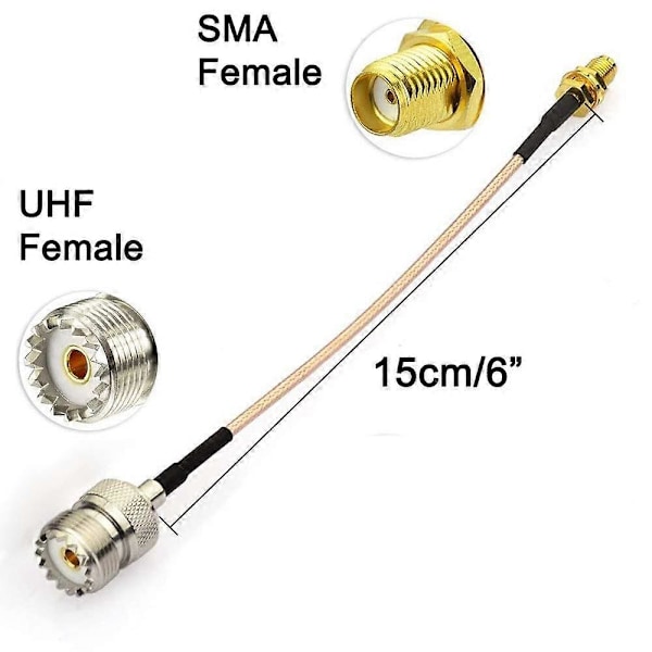 1-delt koaksial UHF hun SO-239 til SMA hun adapter forlængerkabel, RG316 lavt tab pigtail kabel med SMA han til han adapter
