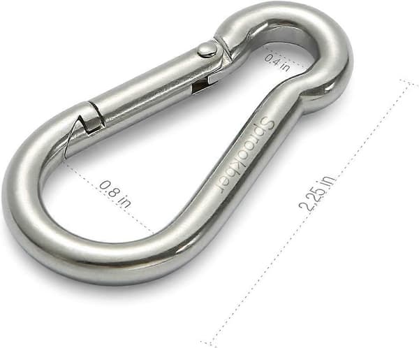 Rustfrit Stål Fjeder Snap Hæk Carabiner - 304 Rustfrit Stål Klips, Sæt af 6