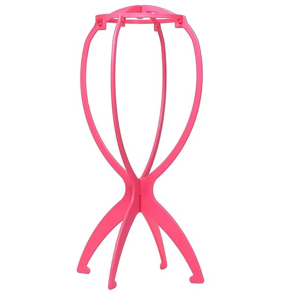 Ett set med 6 perukställ i plast, 3 svarta + 3 rosa perukställ, hopfällbart peruk-/hattdisplayställ
