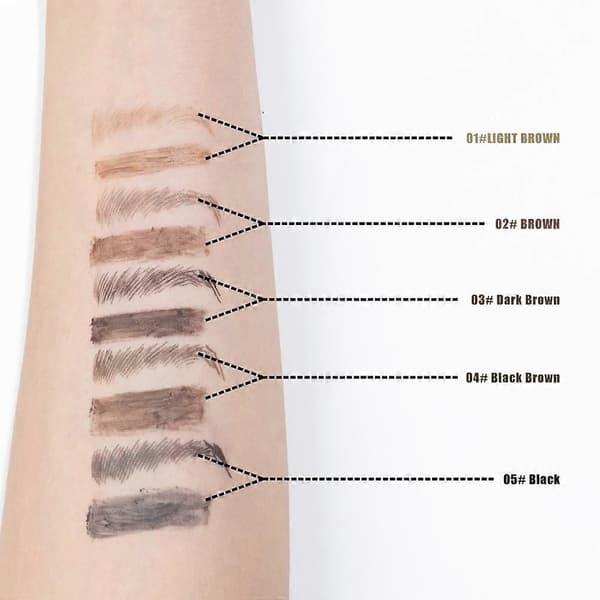 2-i-1 Ögonbrynspenna med Gel, 3D Microblading Ögonbrynspenna med 4 Spetsar & Borste Black
