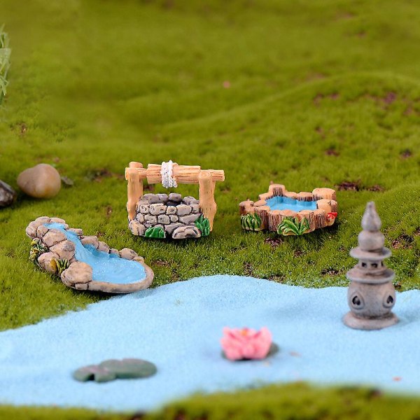Miniatyr Pond Bridge Kit Figuriner Miniatyr hantverk Fairy Garden Gnome Moss Terrarium Present Diy Orna