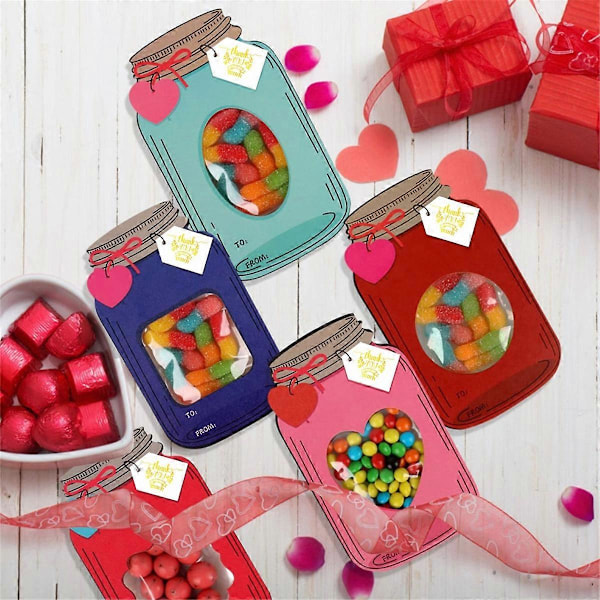 50 stk. Valentinsdagskort til voksne, Mason Jar Glædelig Valentinsdag-kort, Sjove Valentinsgaver til