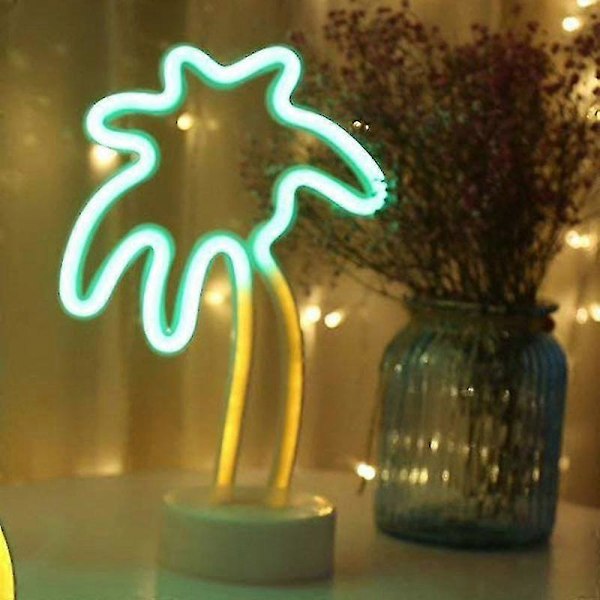 Palm Tree LED Neon Skilt Nattlys Med Base Kokosnøttre Marquee Nattlampe Bordlampe Beste Gave