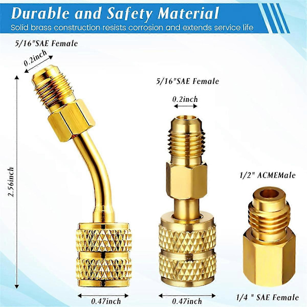 AC R134A Adapter Quick Coupler Kit, R134a Tank Tap Valve R134a til R22/410a til Aircondition Refr