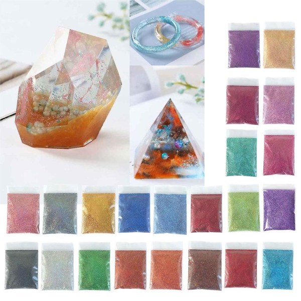 22 färger DIY Nail Resin Glitter Paljetter Kristall Uv-epoxi Smycken gör form
